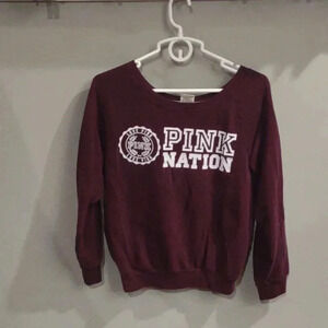Victoria Secret PINK women's small‎ maroon long sleeve crewneck sweatshirt